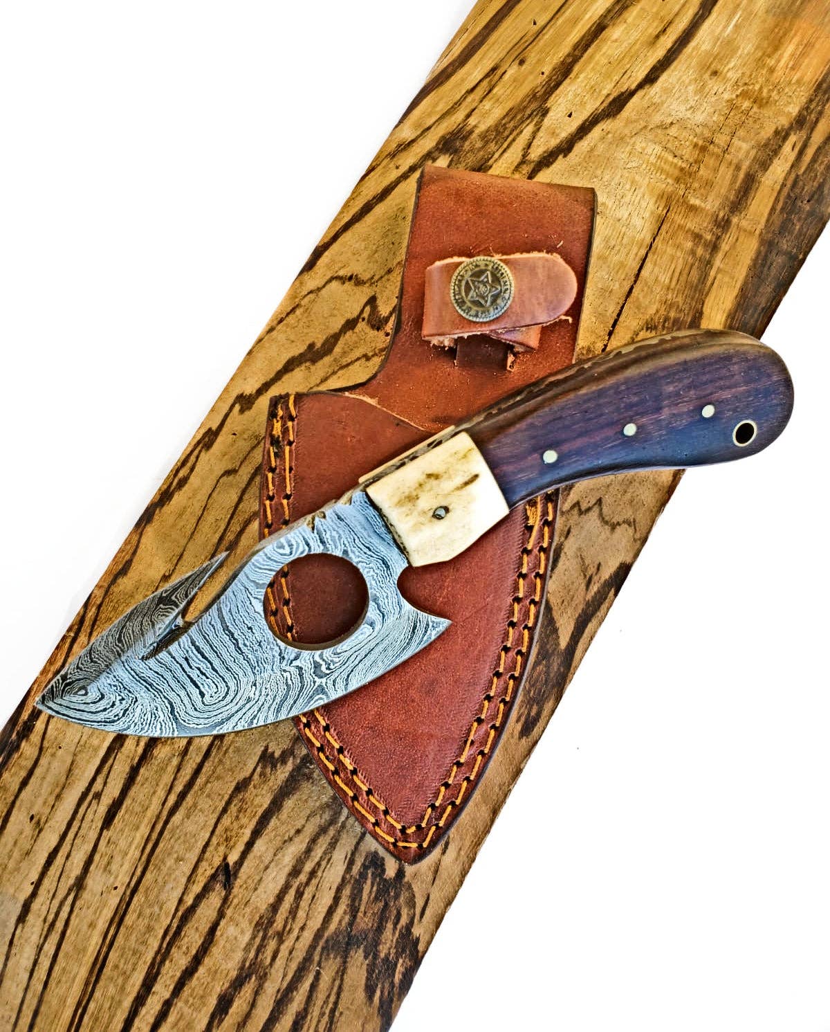Damascus Steel Custom Forged Outdoor Utility Knife