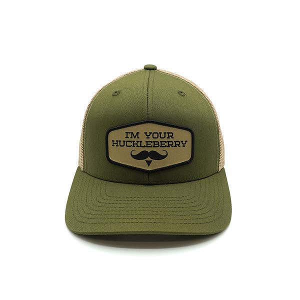 I’m your Huckleberry Woven Patch Hat: Moss And Khaki / Curved Bill Snapback