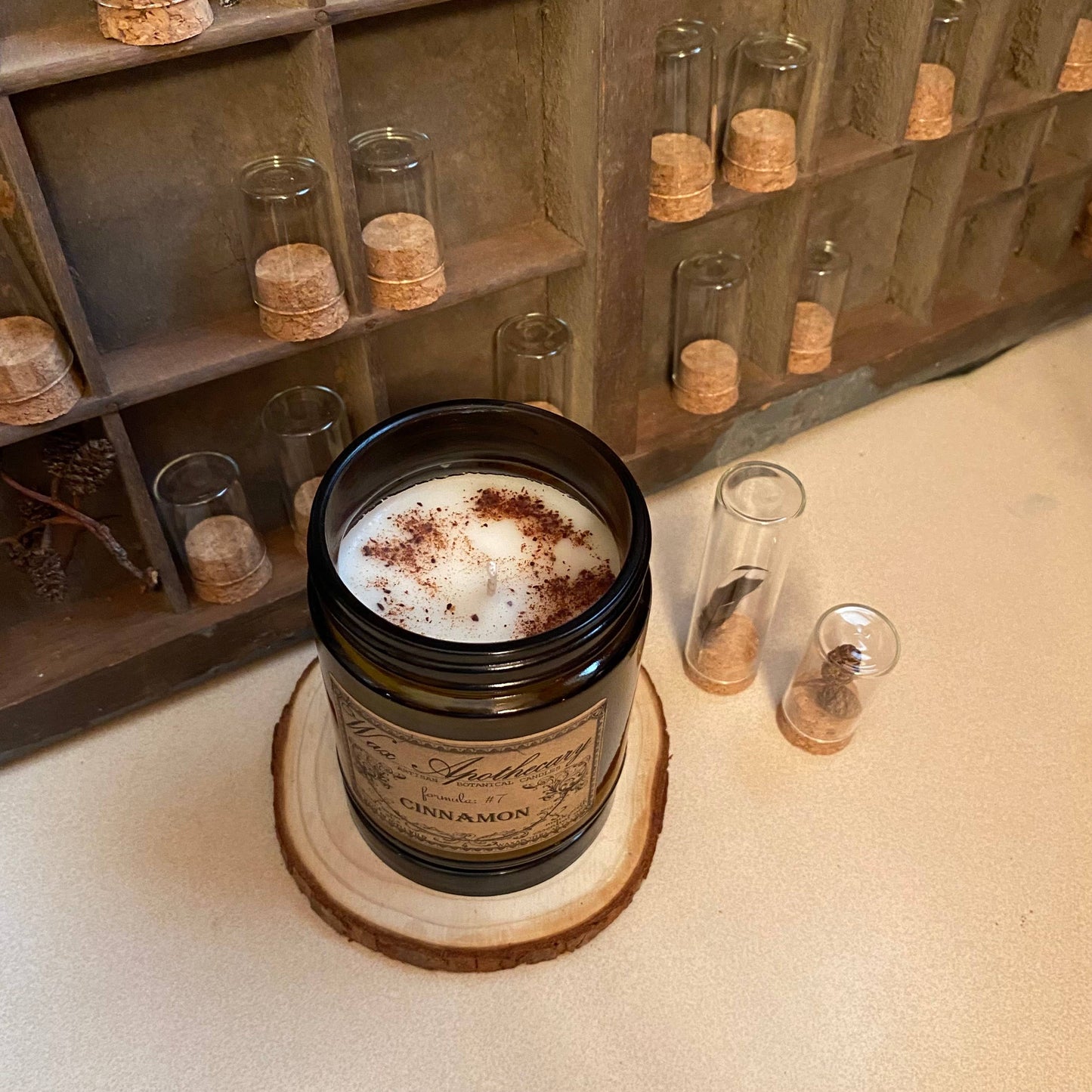 Cinnamon 6oz Botanical Candle in Amber Glass Jar