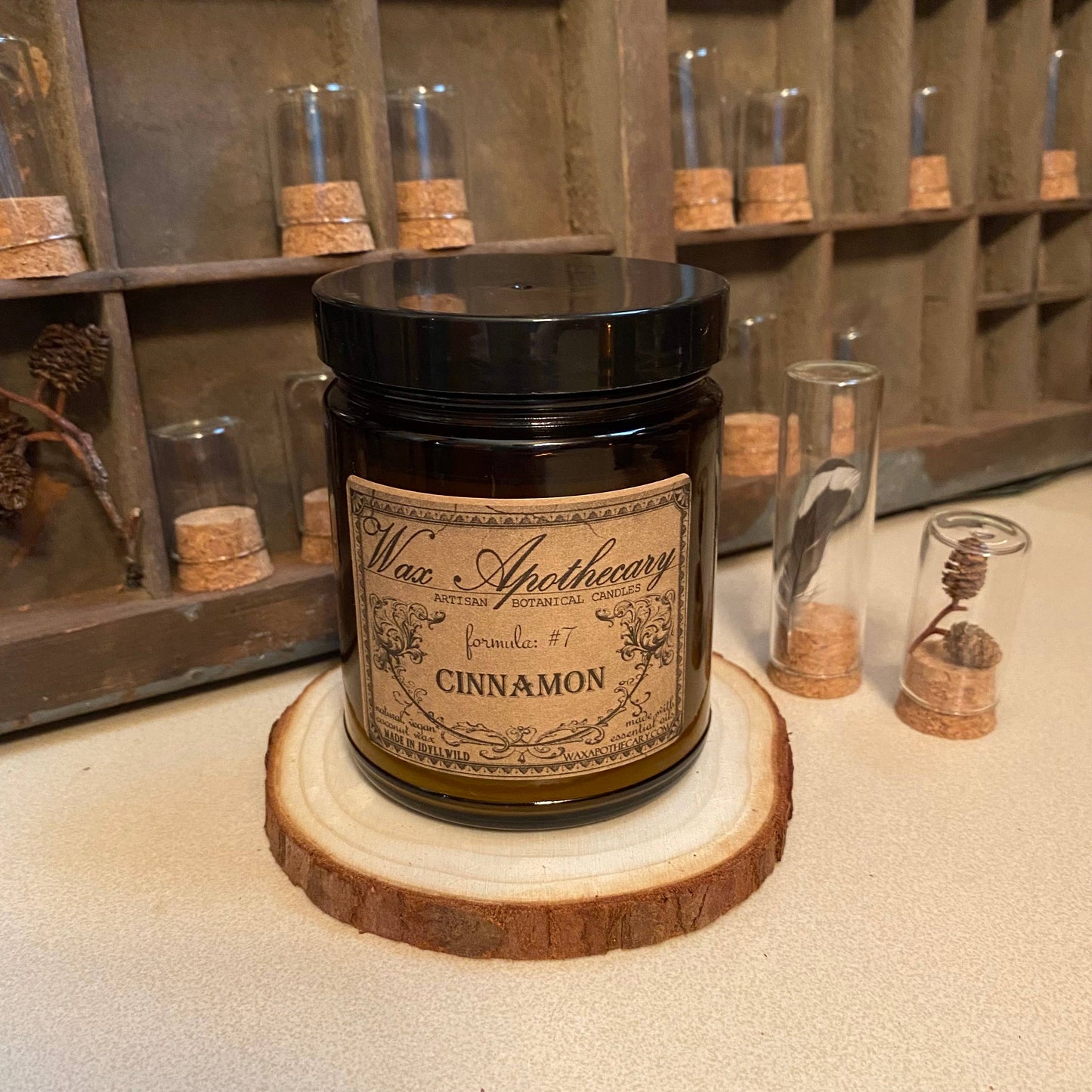 Cinnamon 6oz Botanical Candle in Amber Glass Jar