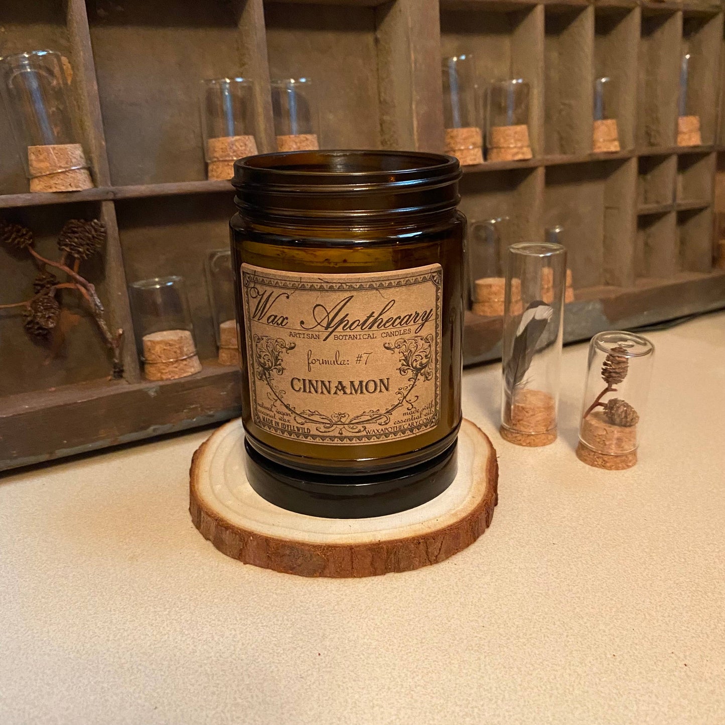 Cinnamon 6oz Botanical Candle in Amber Glass Jar