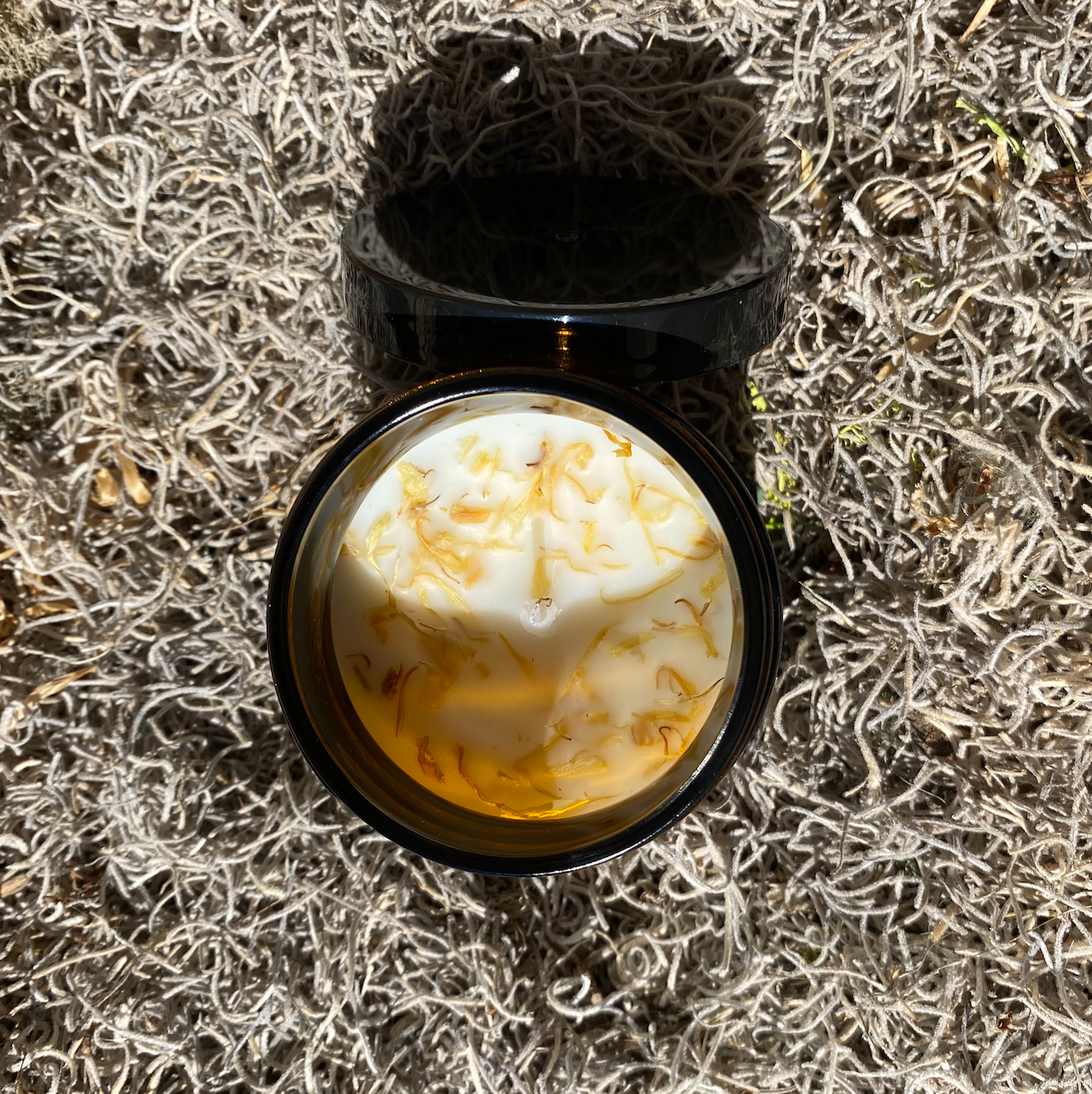 Vanilla 6oz Botanical Candle in Amber Glass Jar w/ Black Lid