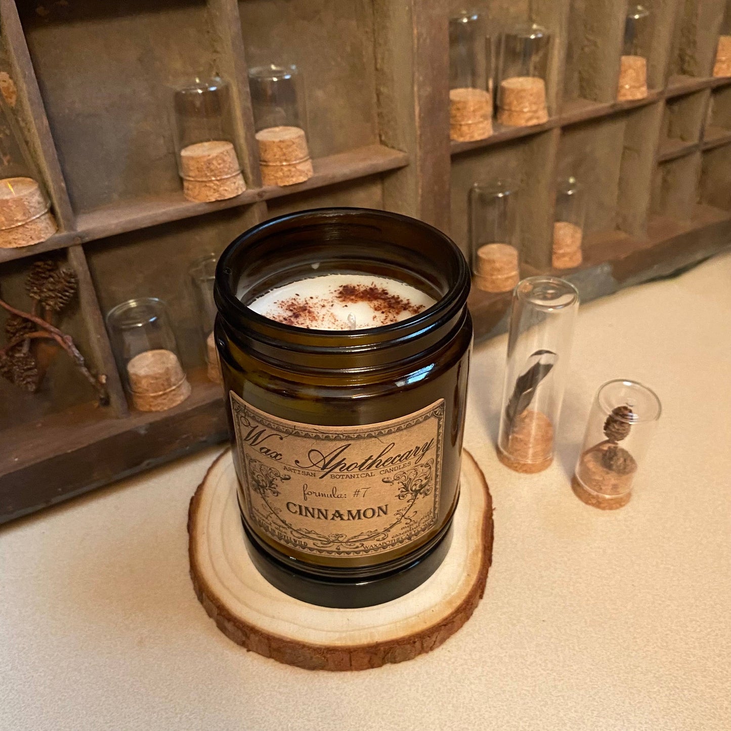 Cinnamon 6oz Botanical Candle in Amber Glass Jar