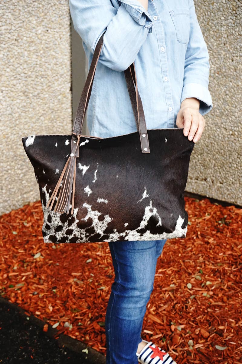 Women cowhide bag 501: BROWN