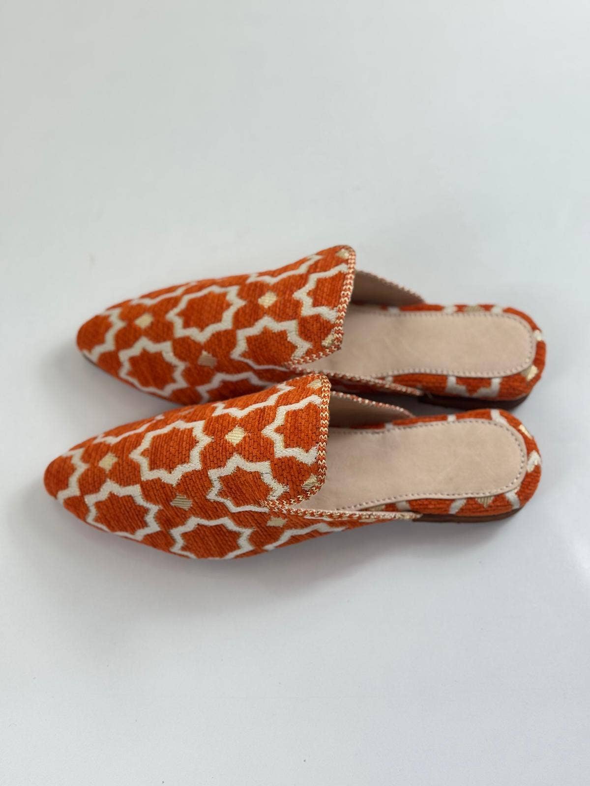 Wholesale Moroccan Babouche - Handmade Orange Boho Mules: UK 6 / US 7.5 / 39 EU