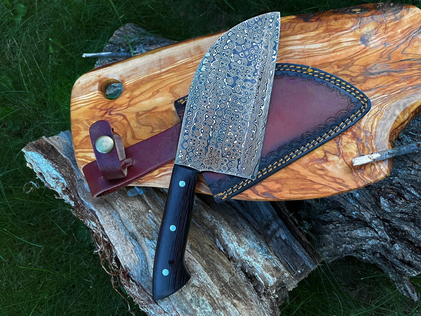 Damascus Steel Sheep-toe Cleaver TK-011
