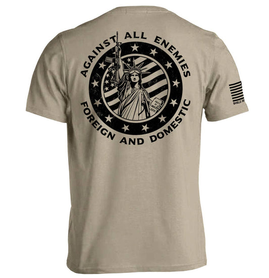 Against All Enemies Foreign and Domestic: Tee / Tan / 2XL
