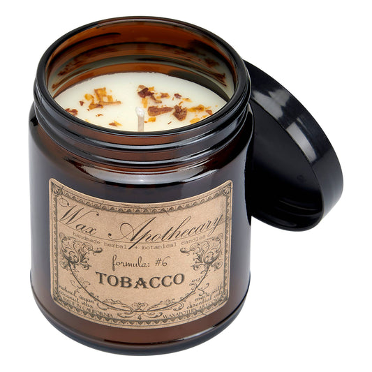 6oz Botanical Candle in Amber Glass Jar - Choose A Scent: Tobacco