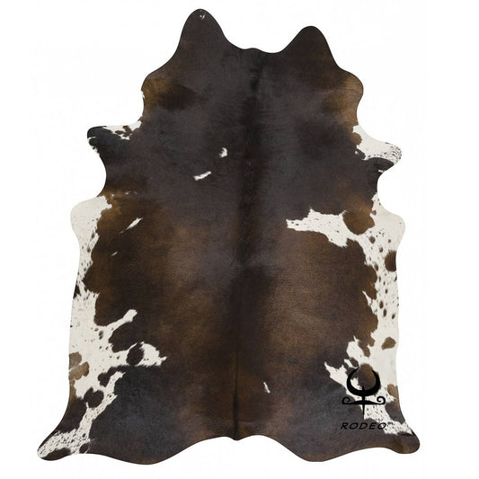 Brazilian Chocolate and white Cowhide Rug Large size