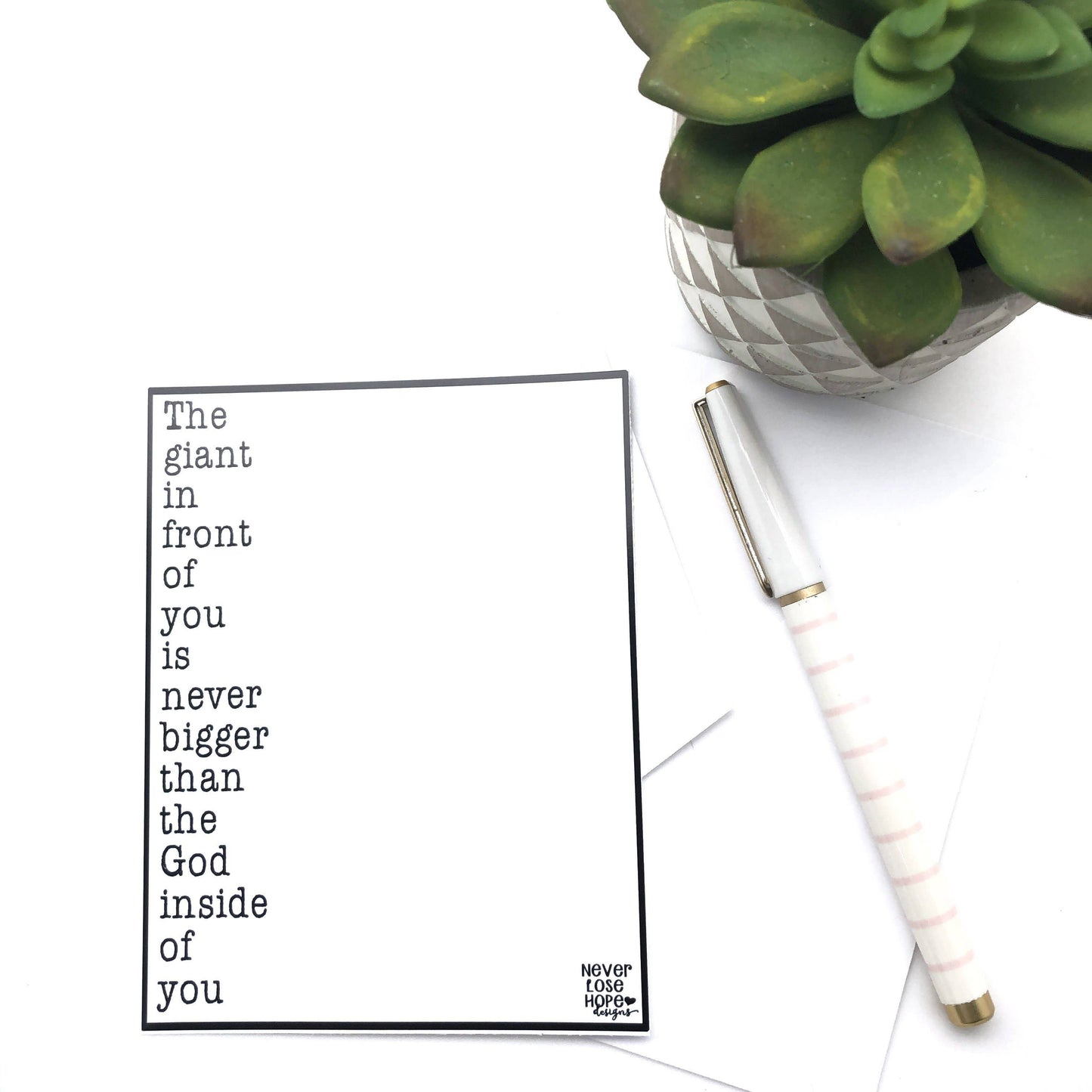 The Giant in Front of You Is Never Bigger Notecard