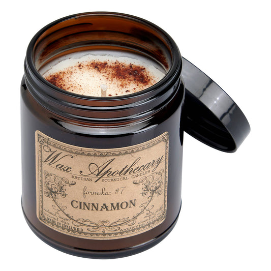 6oz Botanical Candle in Amber Glass Jar - Choose A Scent: Cassia Cinnamon