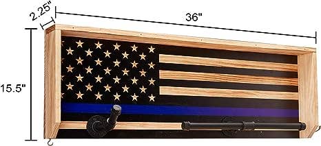 Police Wall Mounted Tactical Gear Rack W/Blue American Flag