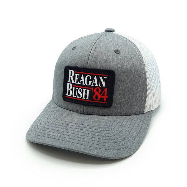 Reagan Bush Woven Patch Hat: Curved Bill Snapback / Navy And White And Red