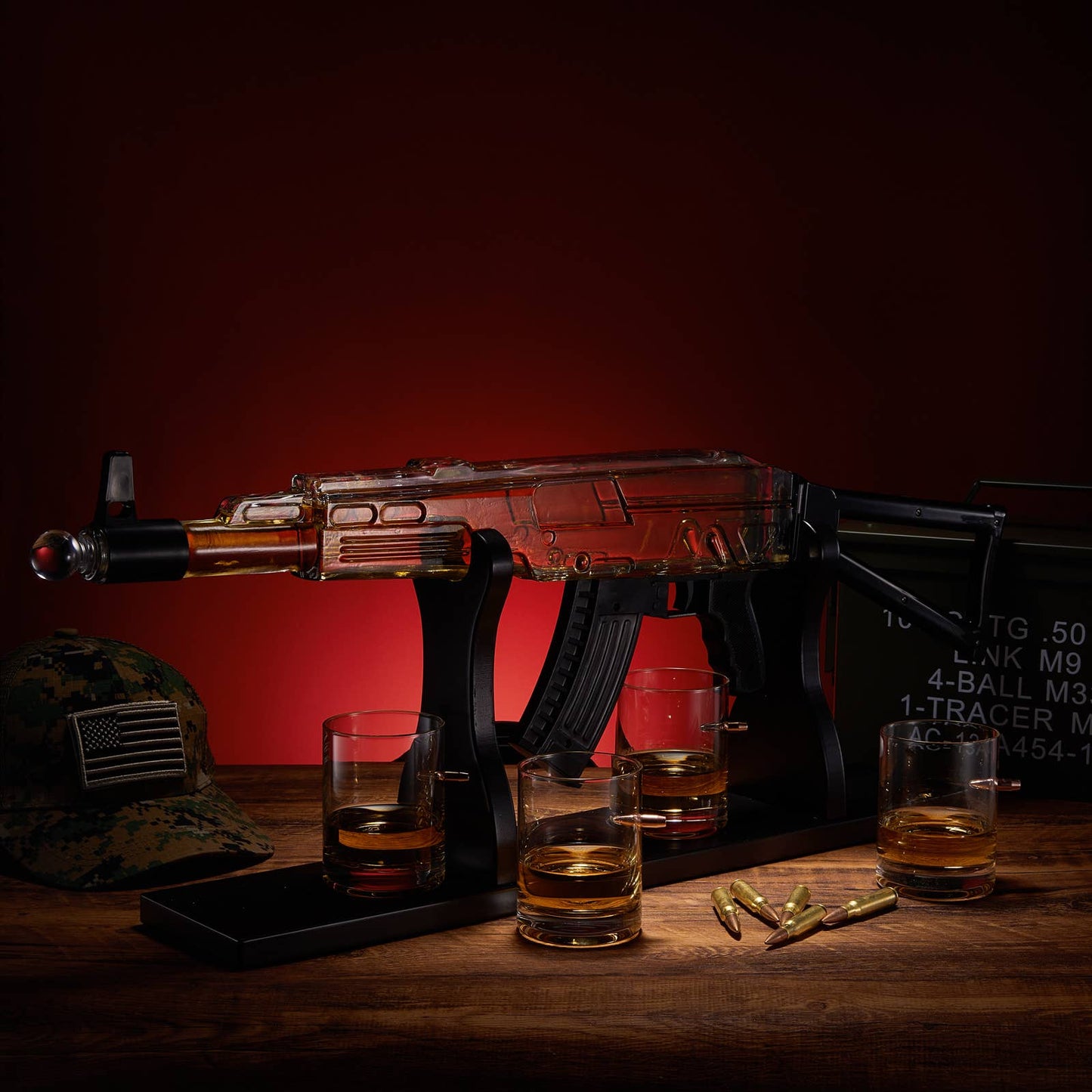 AK47 Gun Decanter Set | 710 ml | 4, 10.5oz Bullet Glasses