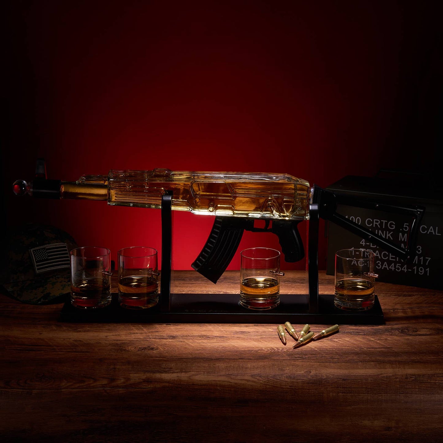 AK47 Gun Decanter Set | 710 ml | 4, 10.5oz Bullet Glasses