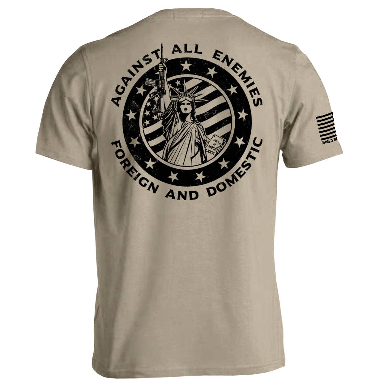 Against All Enemies Foreign and Domestic: Tee / Military Green / XL