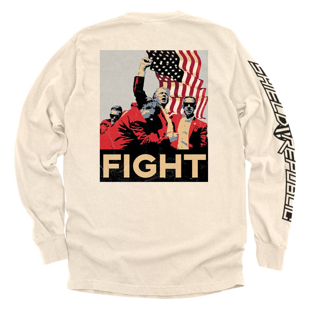 Trump Fight Poster: Ivory / S / Comfort Colors Pocket Tee