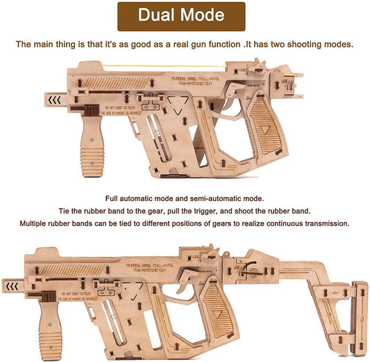 Caliber Rubber Band Machine Gun Puzzle Wood