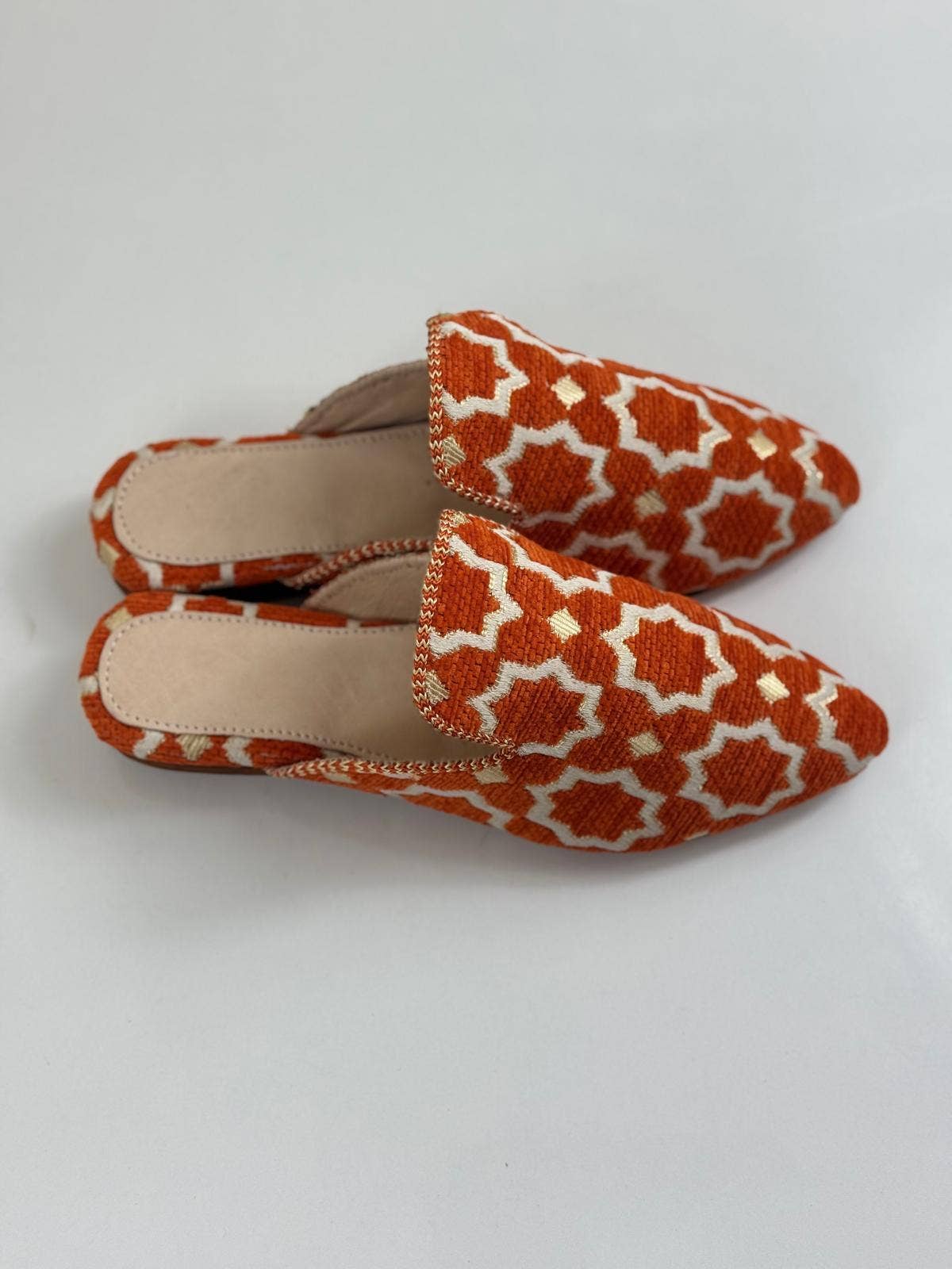 Wholesale Moroccan Babouche - Handmade Orange Boho Mules: UK 6 / US 7.5 / 39 EU