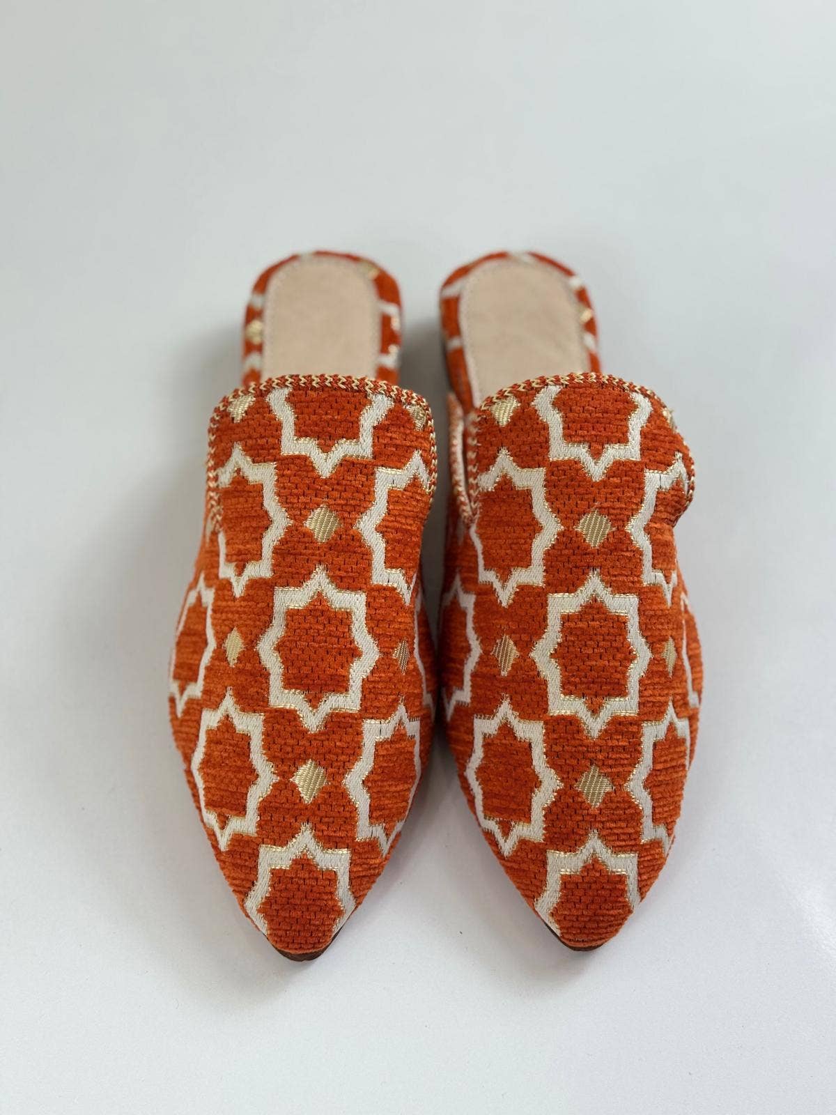 Wholesale Moroccan Babouche - Handmade Orange Boho Mules: UK 6 / US 7.5 / 39 EU