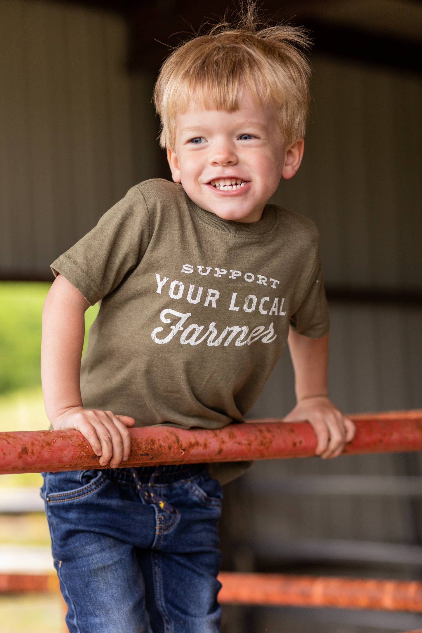 Support Your Local Farmer (Olive) - Toddler Tee: 4T