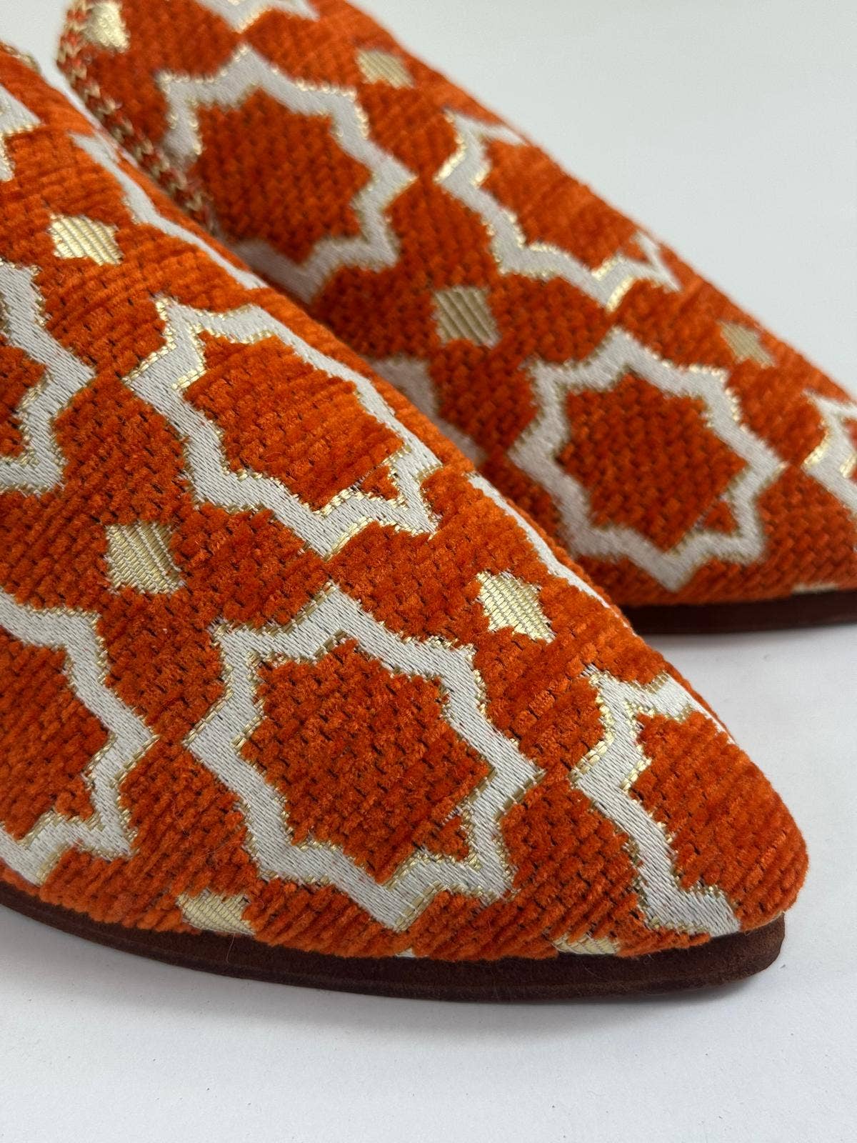 Wholesale Moroccan Babouche - Handmade Orange Boho Mules: UK 6 / US 7.5 / 39 EU