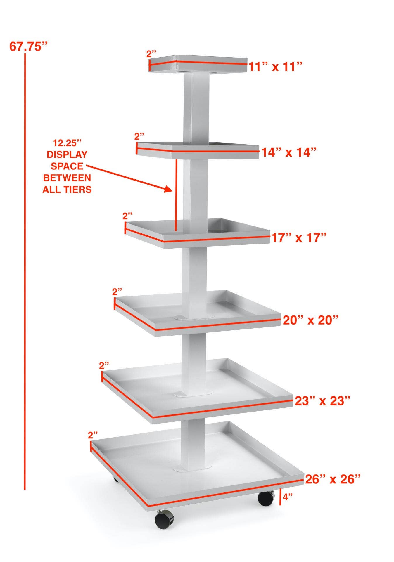 White Square 6 Tier Metal Display