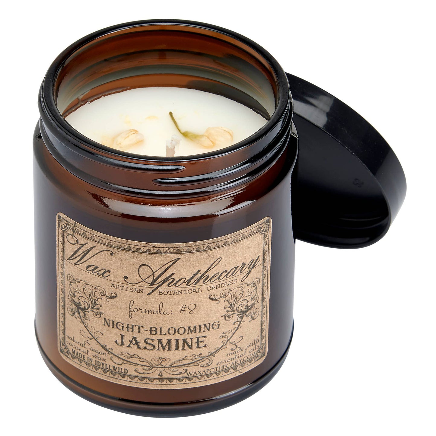 6oz Botanical Candle in Amber Glass Jar - Choose A Scent: French Lavender