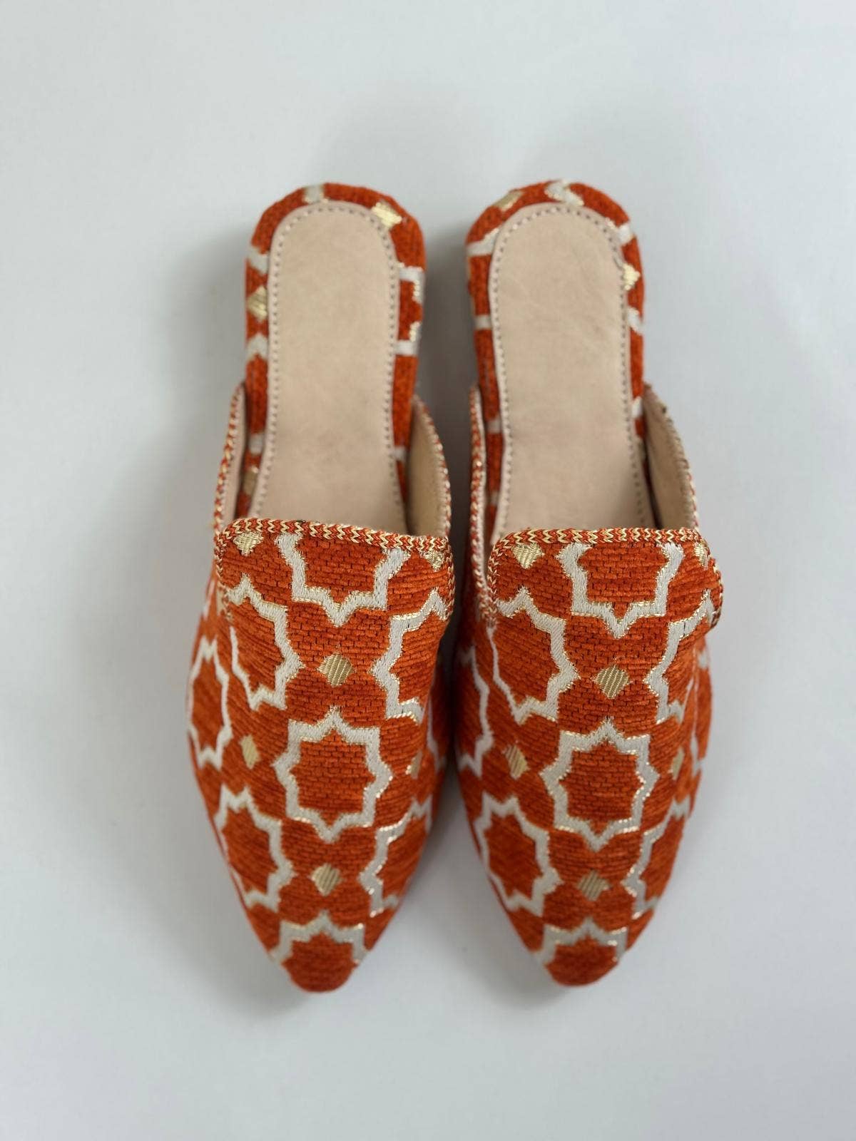 Wholesale Moroccan Babouche - Handmade Orange Boho Mules: UK 6 / US 7.5 / 39 EU