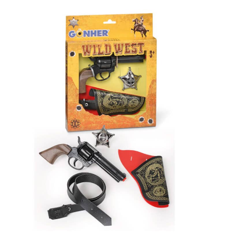 Wild West 4pc Cap Gun, Holster, Belt & Star Badge Playset