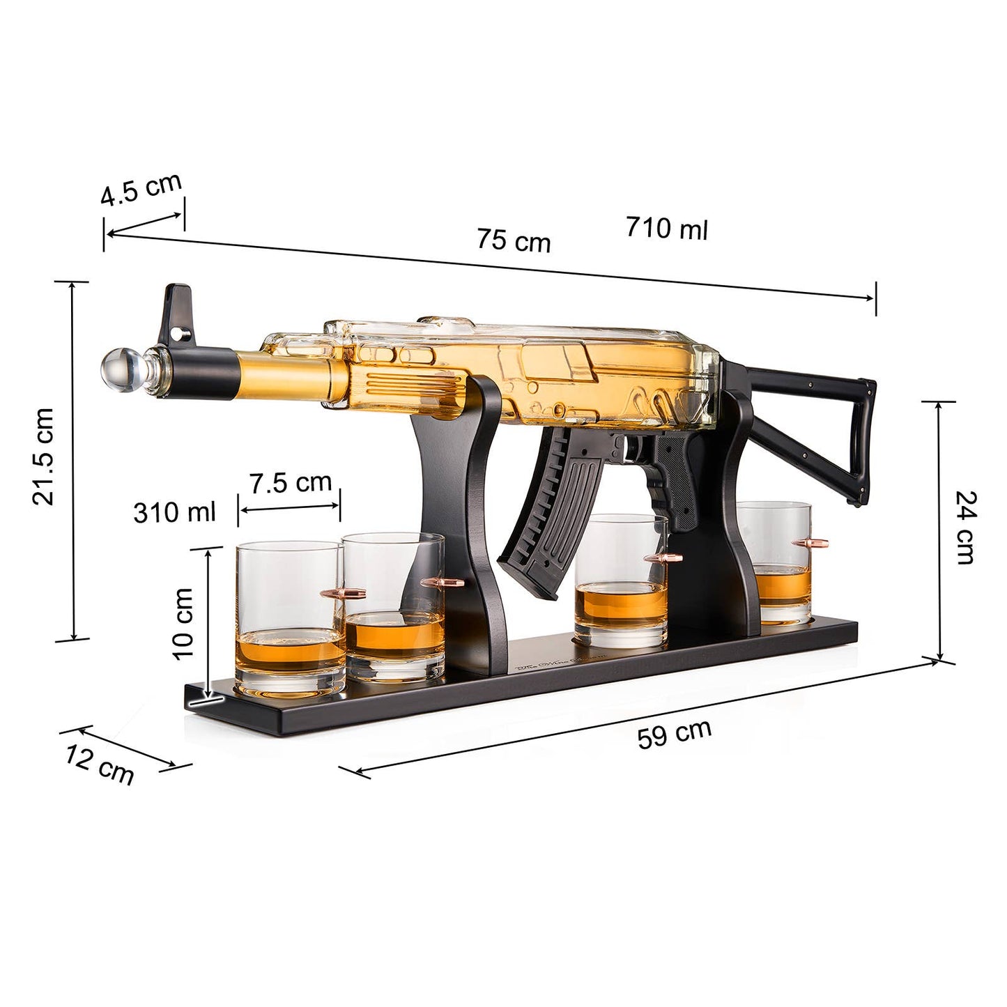 AK47 Gun Decanter Set | 710 ml | 4, 10.5oz Bullet Glasses