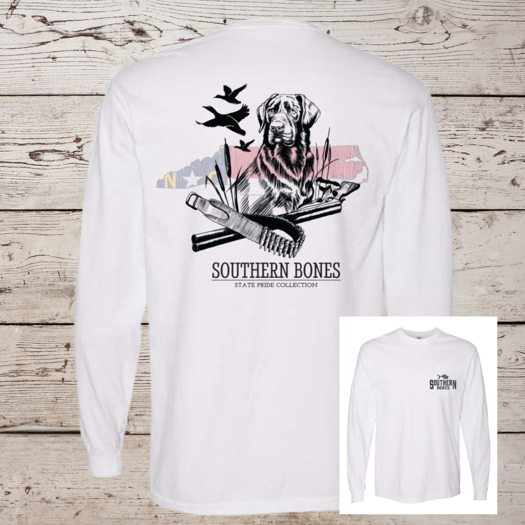 North Carolina State Pride Hunting Dog Long Sleeve Pocket T