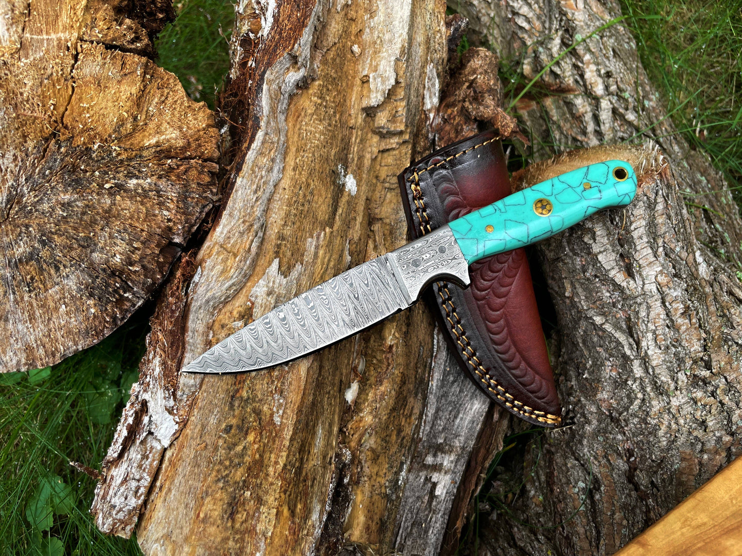 HANDMADE FORGED DAMASCUS STEEL HUNTING KNIFE