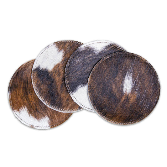 Cowhide Coaster Set: Round