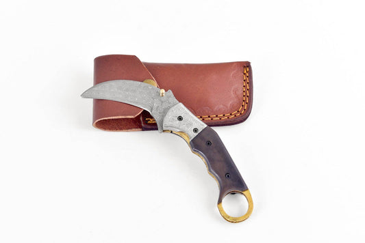 Damascus Steel Custom EDC Utility Folding Knife by Titan International