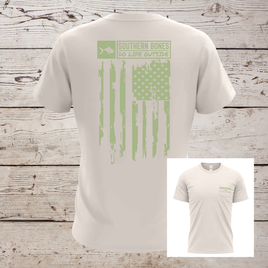 Southern Bones Tattered Flag Pocket T