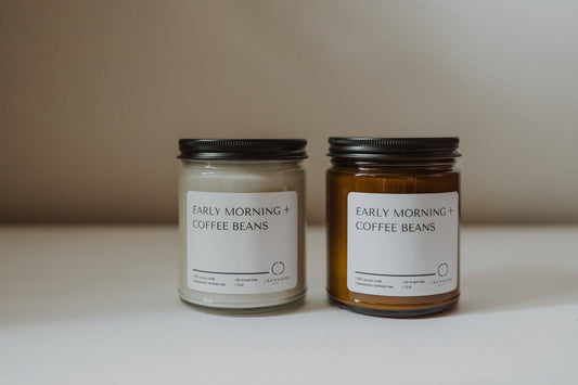 EARLY MORNING + COFFEE BEANS CANDLES: 9oz vessel – 7.5oz wax - Amber