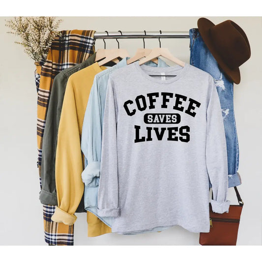 Coffee Save Lives graphic long-sleeve tee