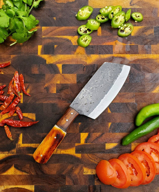 Handmade Carbon Steel Cleaver for Kitchen & Outdoor use by Titan International Knives TC-038